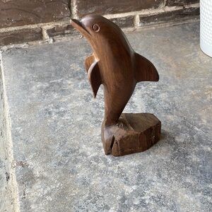 Handcrafted Wooden Dolphin Sculpture